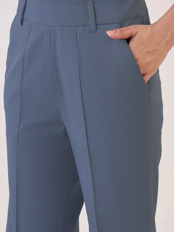 Women Round Neck Top With Straight Trousers