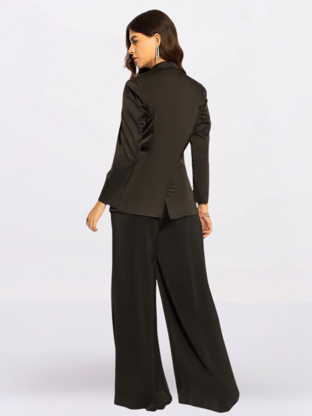 Women Black Three - Piece Satin Pantsuit