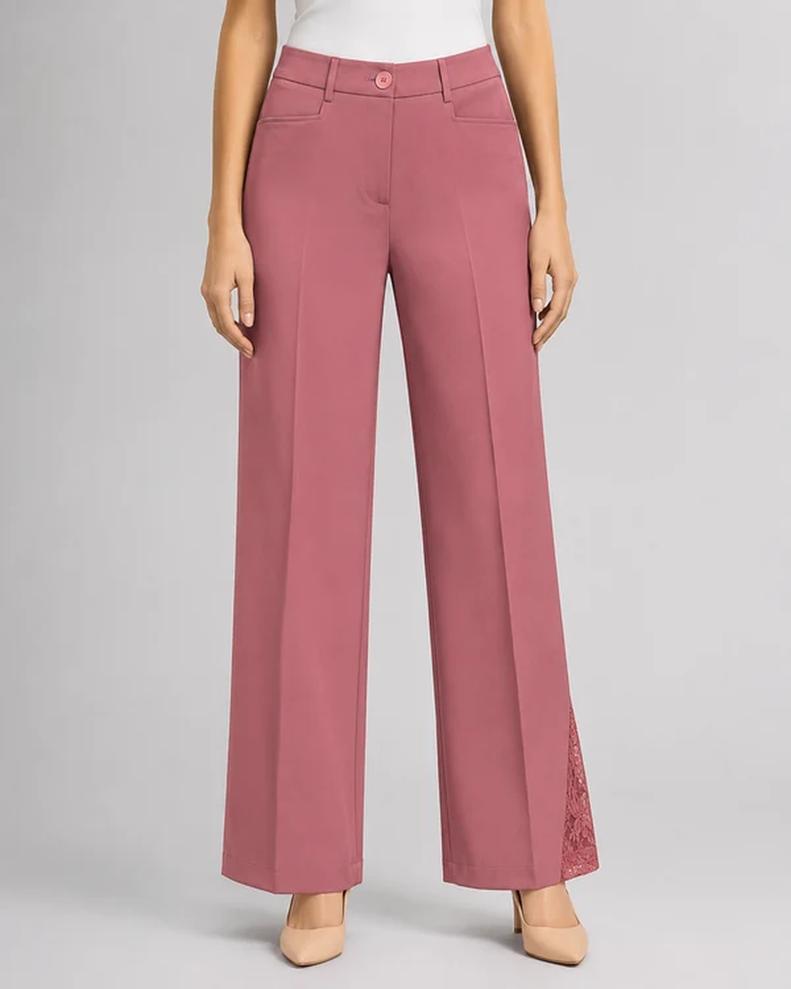 Women Dusty Pink Lace Trouser