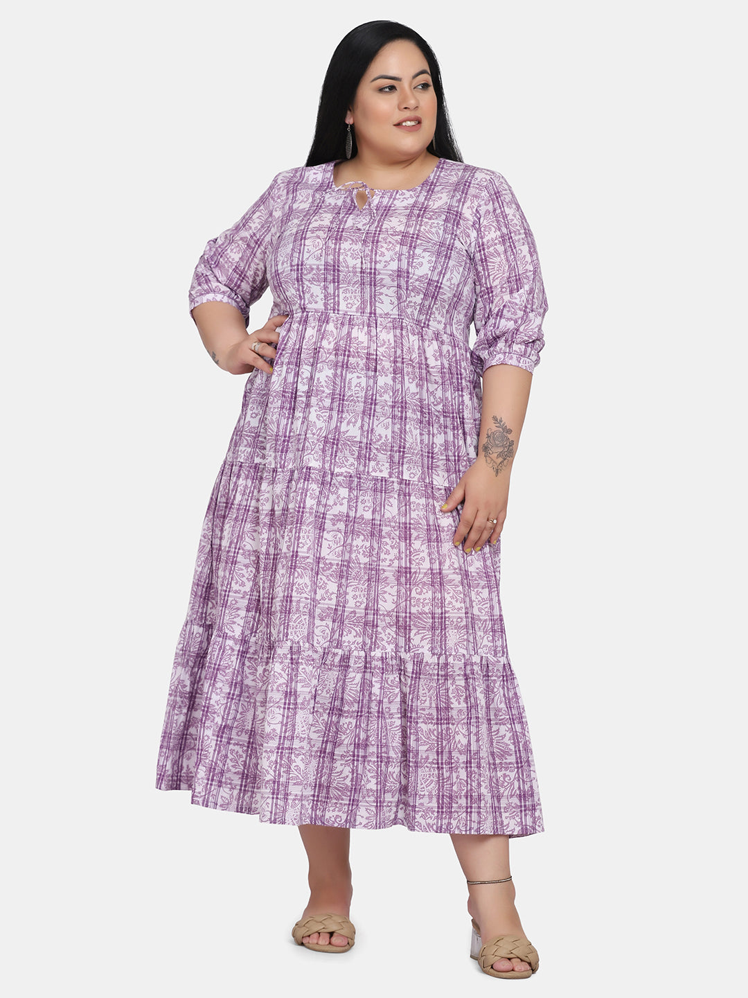 Purple Cotton Tiered Maxi Dress main image 0