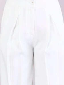 White Inverted Pleats High Waist Trouser