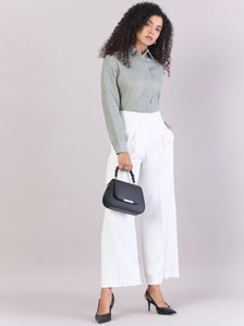 White Inverted Pleats High Waist Trouser