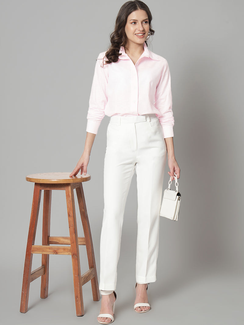 Collared Cotton Shirt- Pink