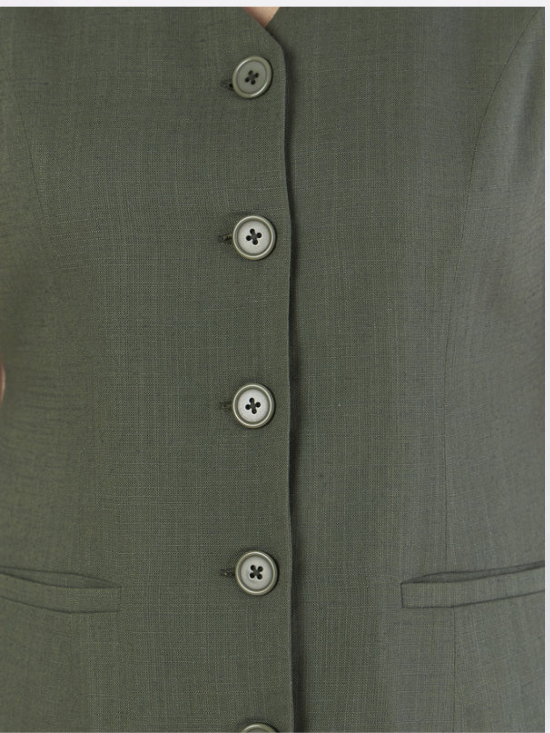 Women Olive Green V-Neck Vest With Straight Fit Trousers Co-Ord Set