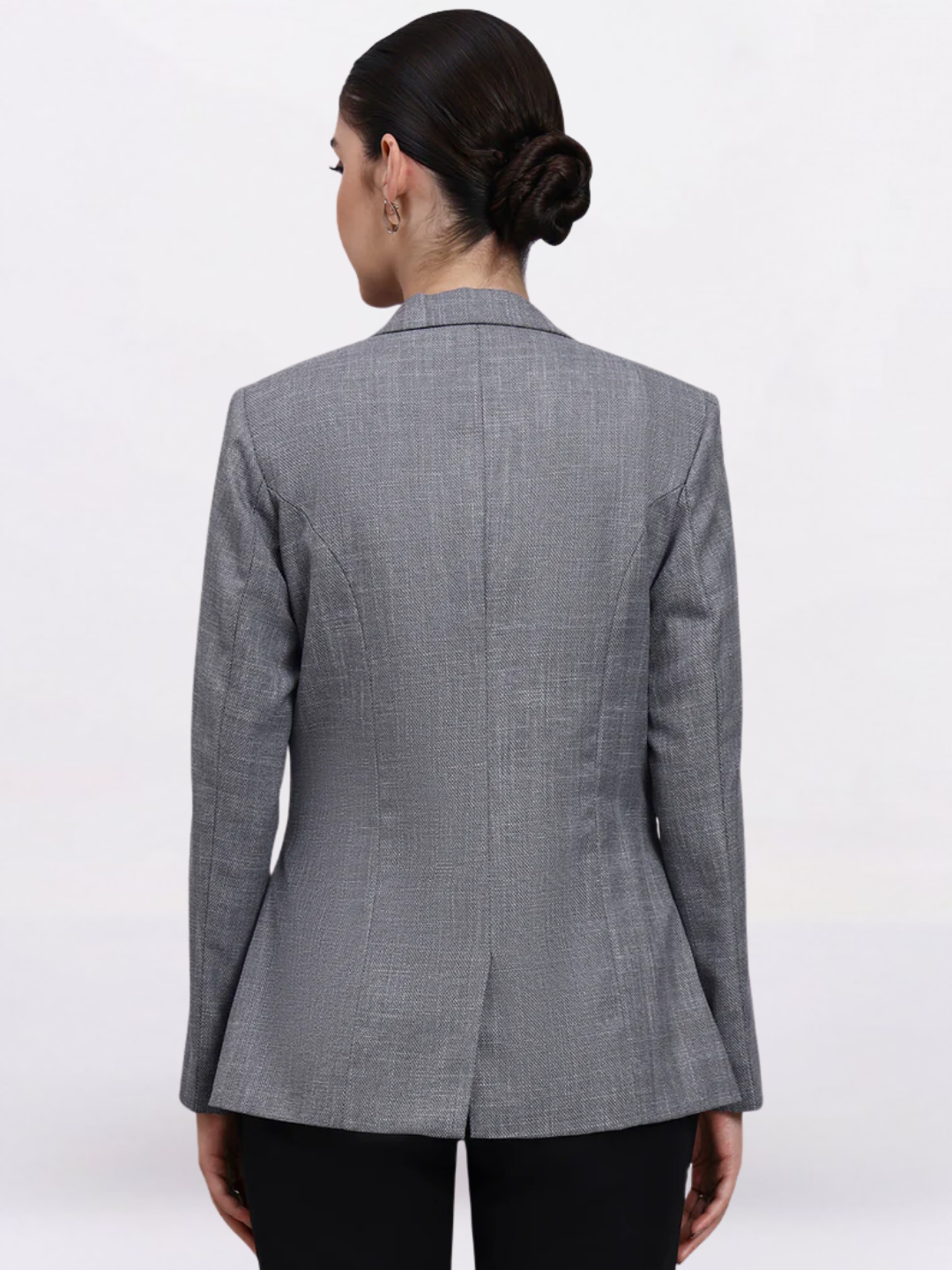 Women Grey Notch Collar Tailored Blazer