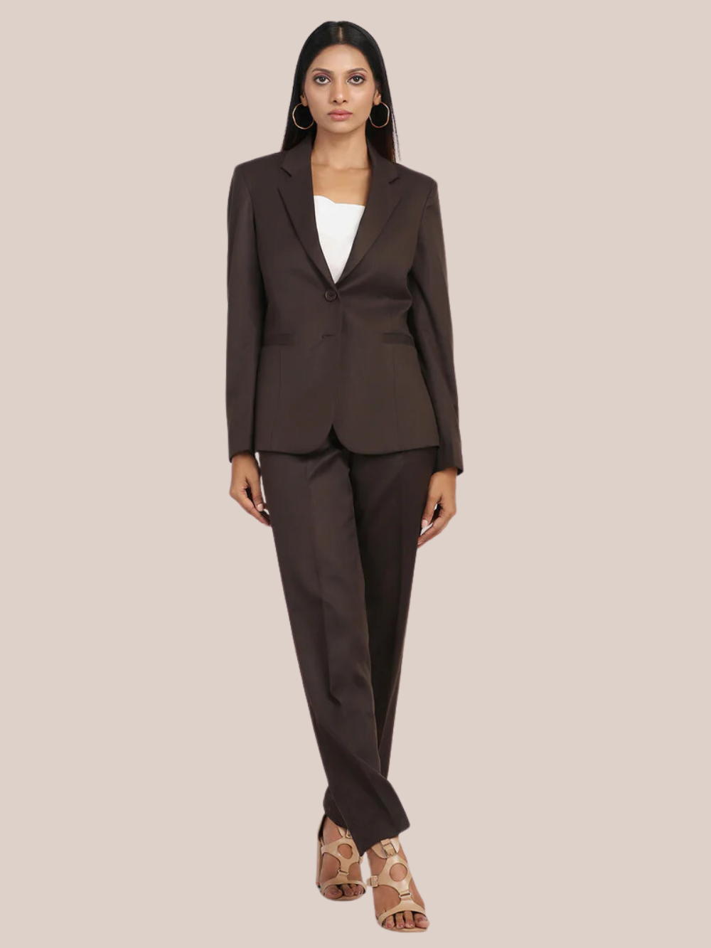 Classic Chocolate Brown Pant Suit for Women - Power Sutra