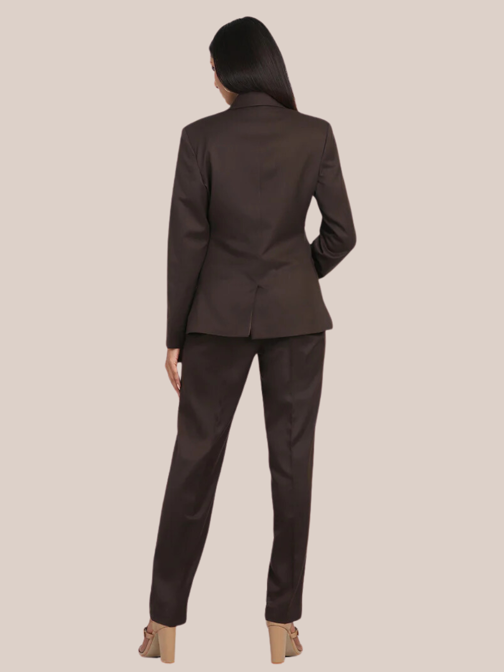 Poly Cotton Pant Suit - Chocolate Brown