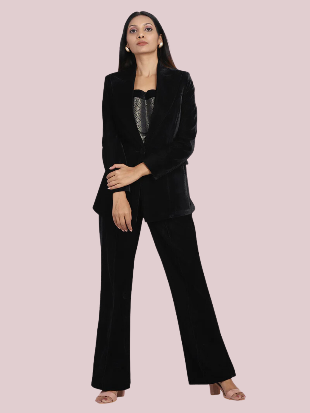 Velvet Pant Suit - Black