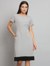 Stretch Color blocked Dress- Grey