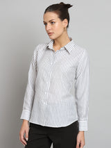 Striped Collared Shirt- White and Grey