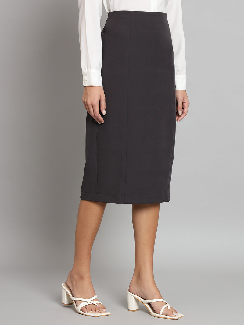 Stretch Pencil Skirt- Charcoal Grey