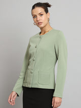 Short Jacket without collar- Sage Green