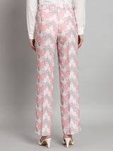 Printed Straight Fit trouser- Pink