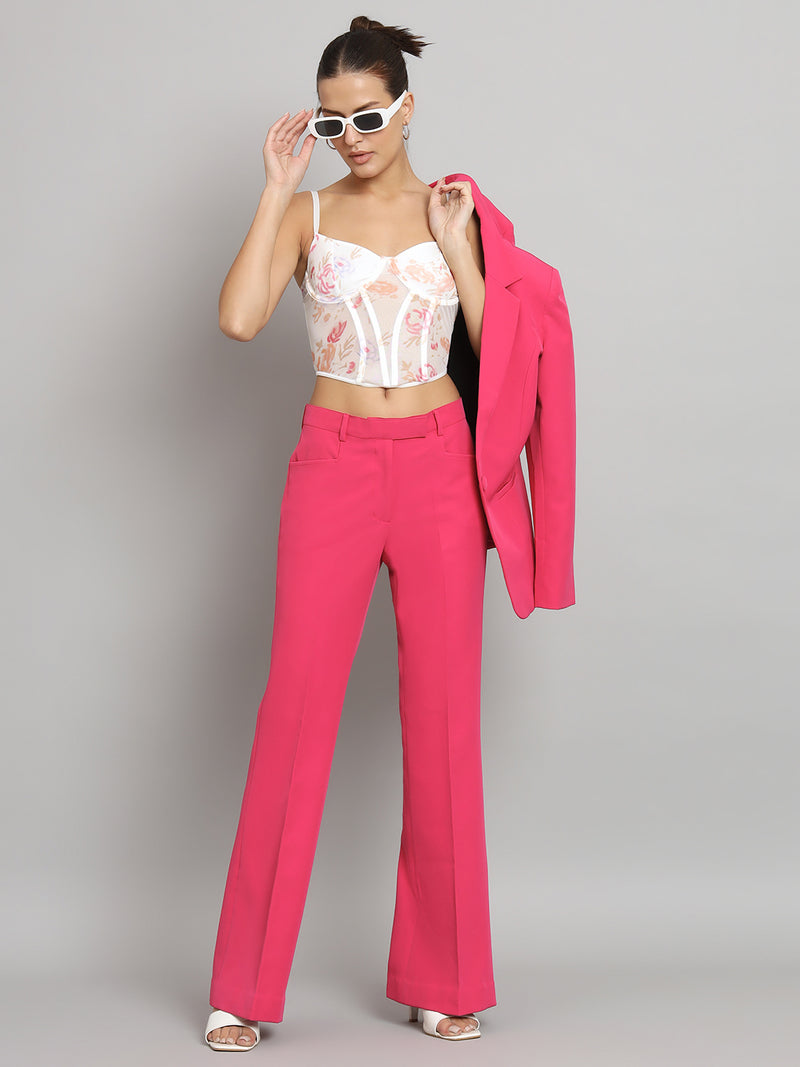 Bell Bottom Stretch Trouser - Hot Pink