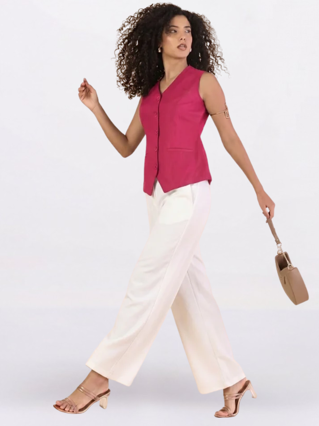 Women Hot Pink Sleeveless Top