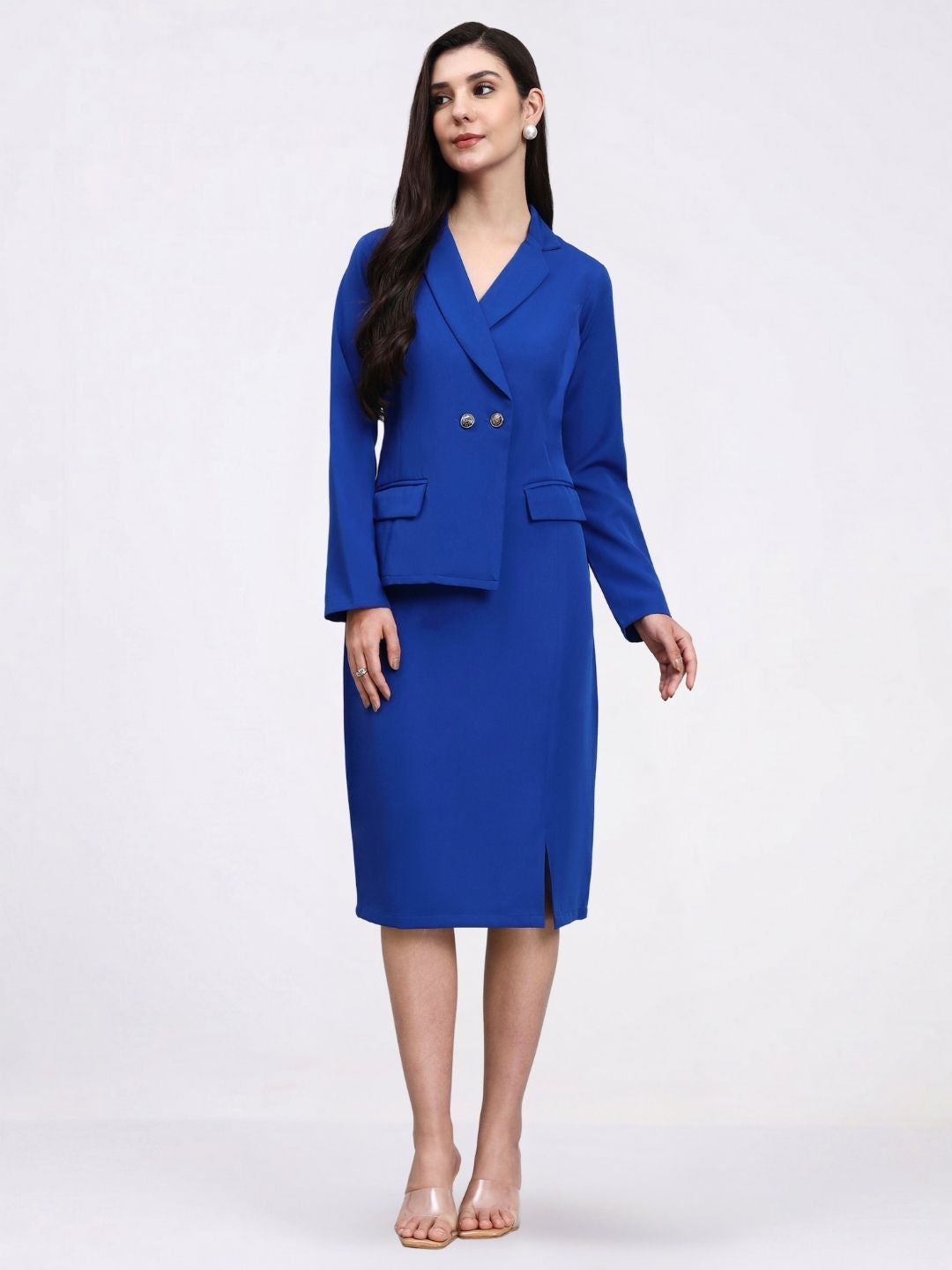 Women Ink Blue Blazer Dress