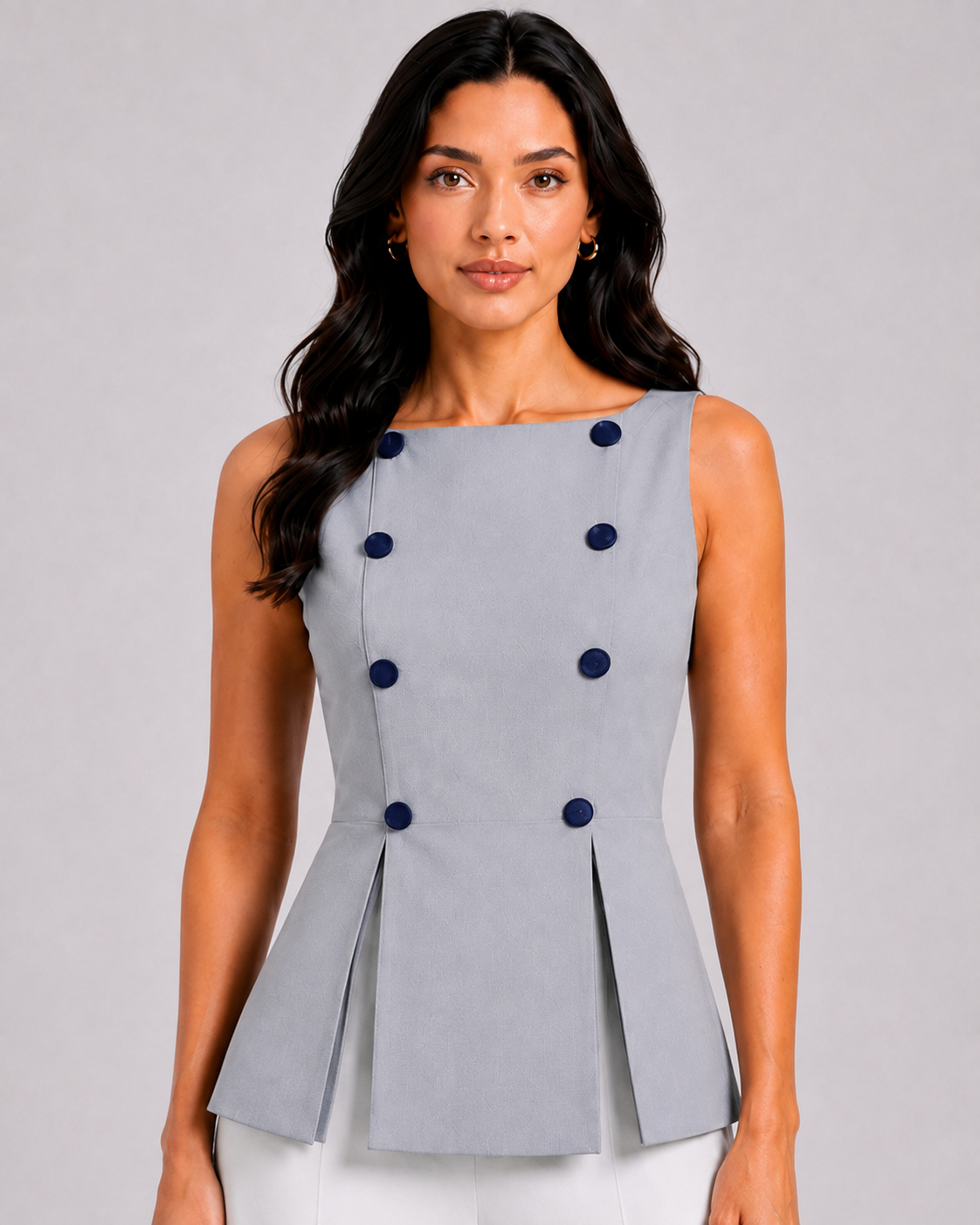 Women Grey Buttoned Top