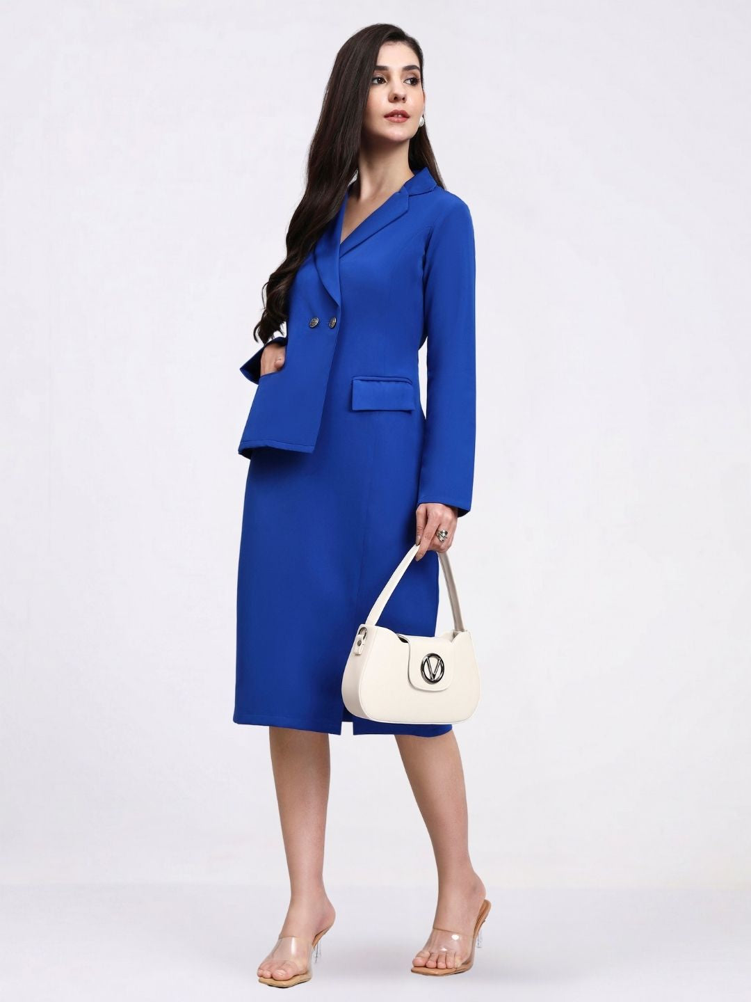 Women Ink Blue Blazer Dress