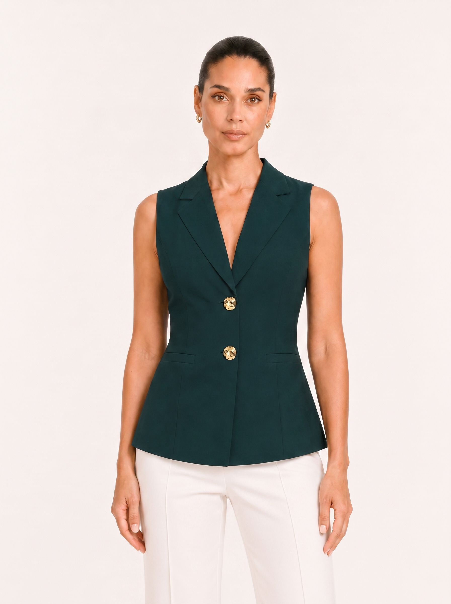 Women Bottle Green Sleeveless Top