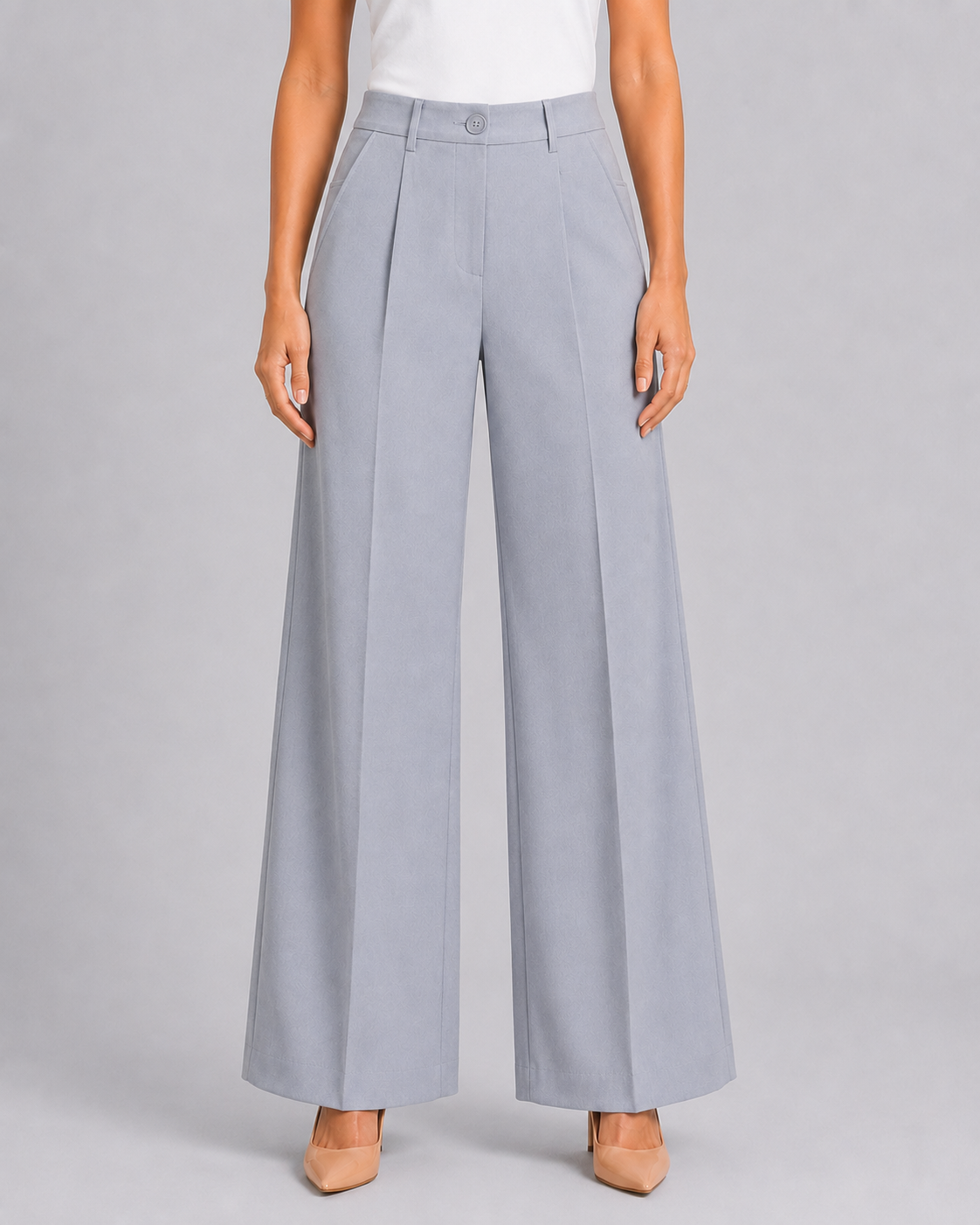 Women Grey Mid-Rise Relaxed Straight Fit Trousers