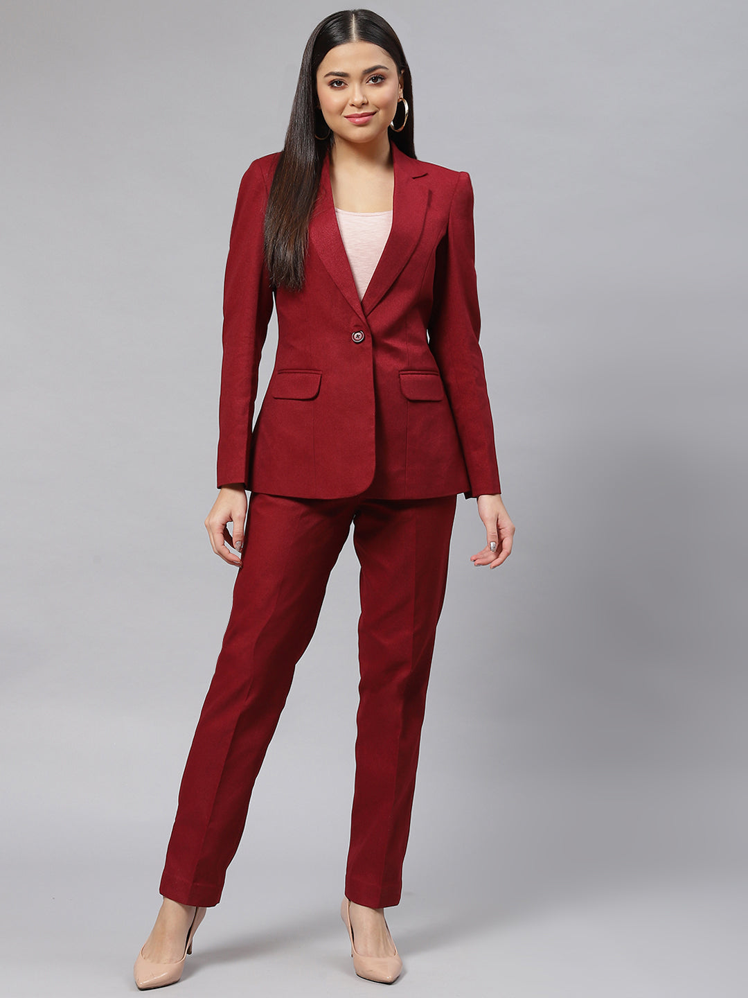 Warm Tweed Blazer - Wine Red