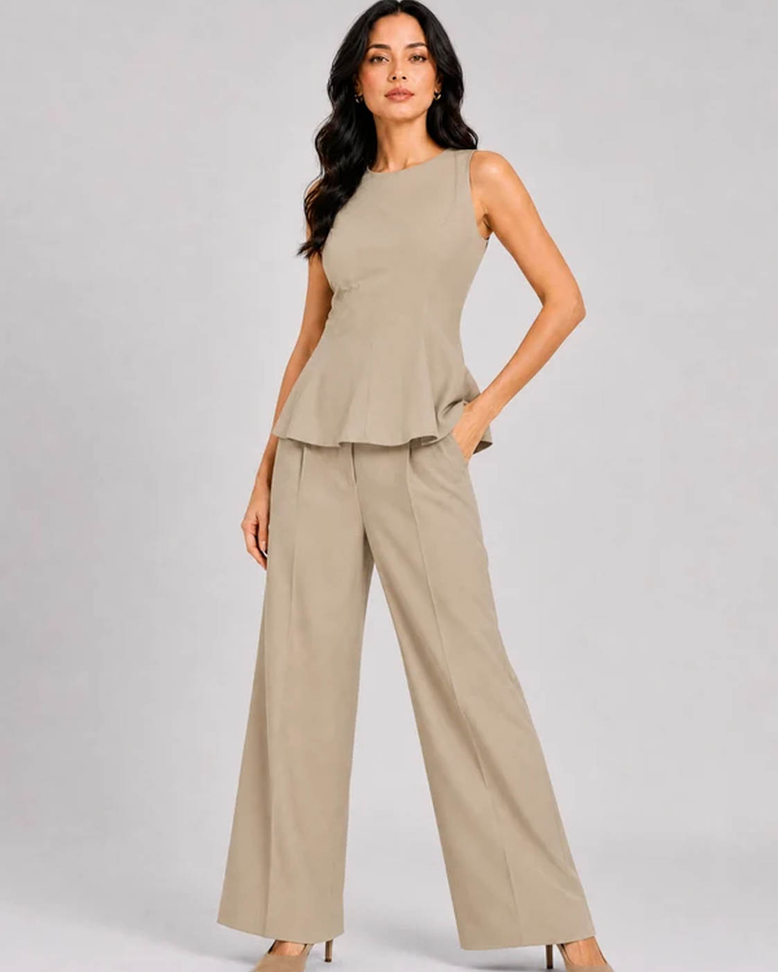 Women Beige Textured Co-ord Set