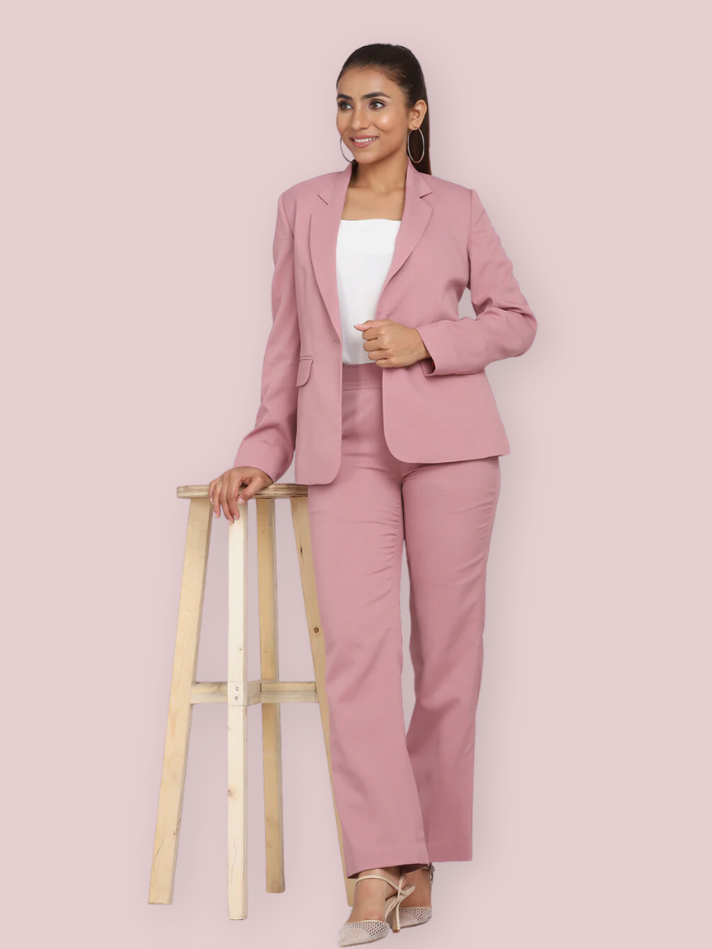 Women's Formal Poly Crepe Pant Suit - Pink | Women's Pant Suit | Power Sutra Clothing