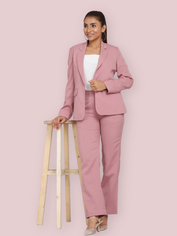 Women’s Formal Poly Crepe Pant Suit - Pink | Women’s Pant Suit | Power Sutra Clothing