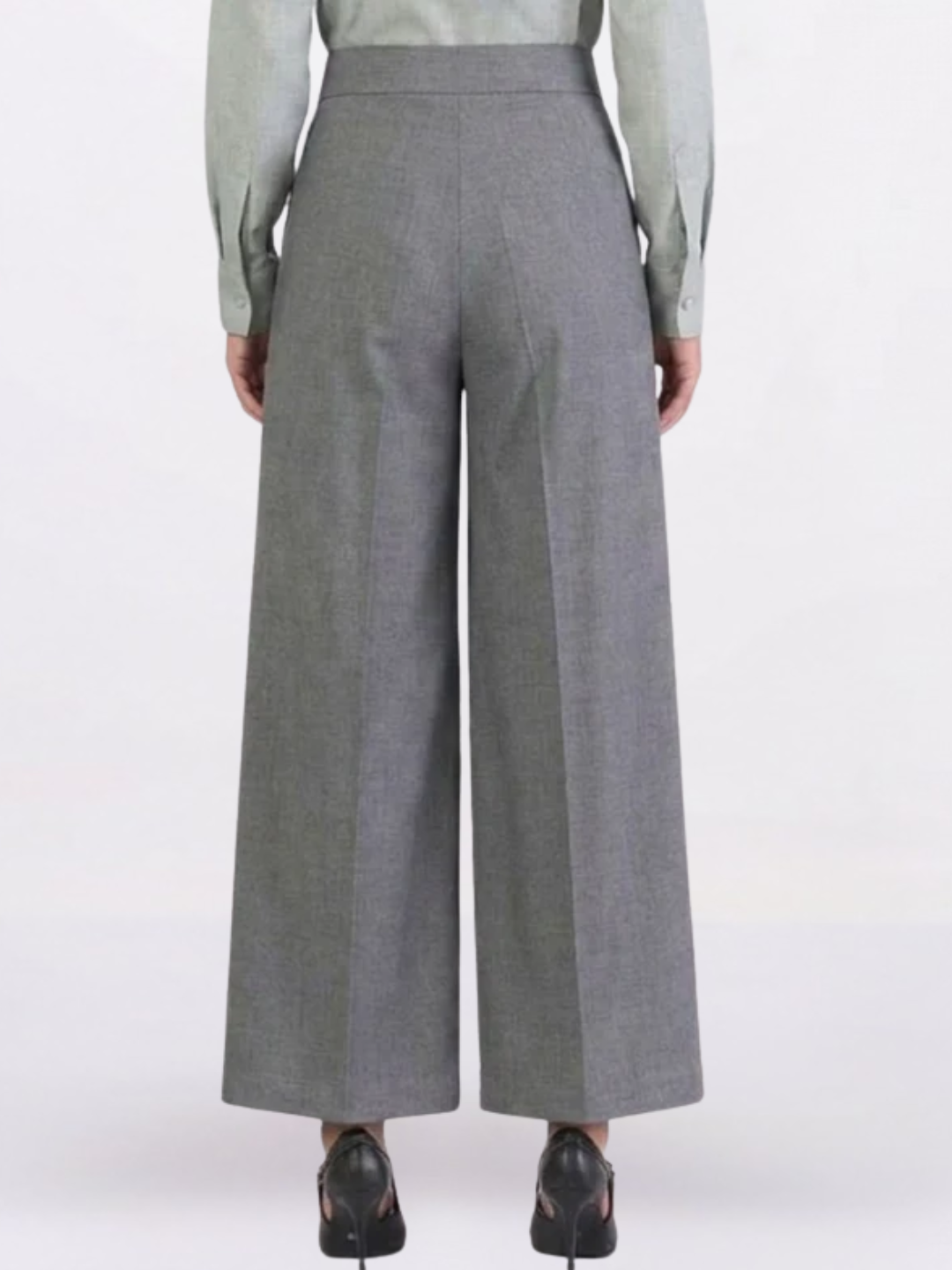 Women Grey High-Rise Pleated Trousers