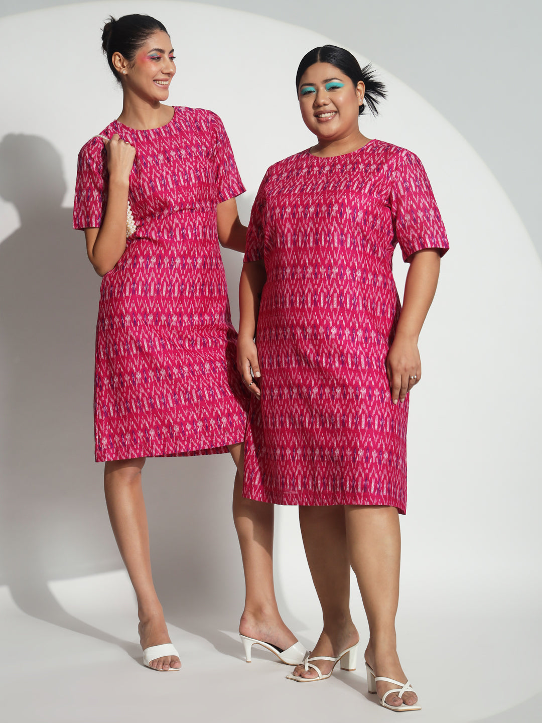 A line Cotton Printed Dress - Pink