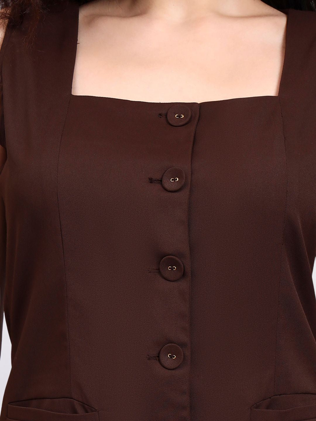Women Brown Sleeveless Co-Ord Set