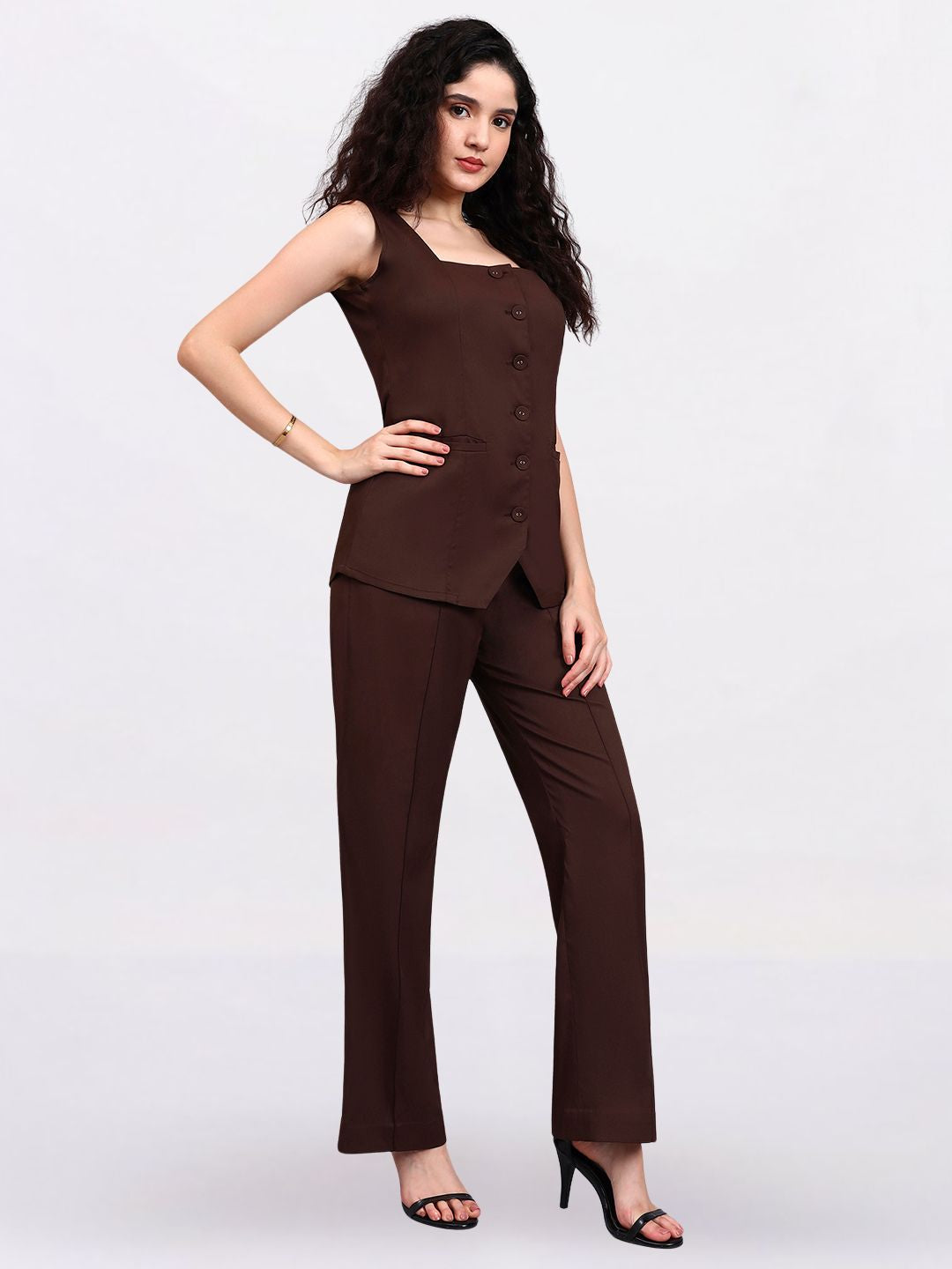 Women Stretch Brown Trouser