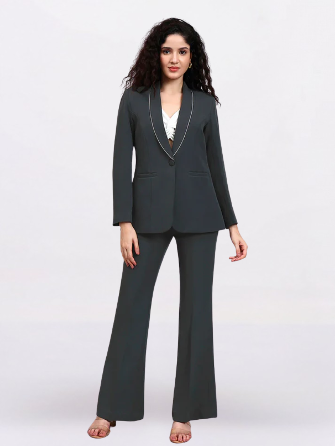 Women Grey High-Rise Trouser