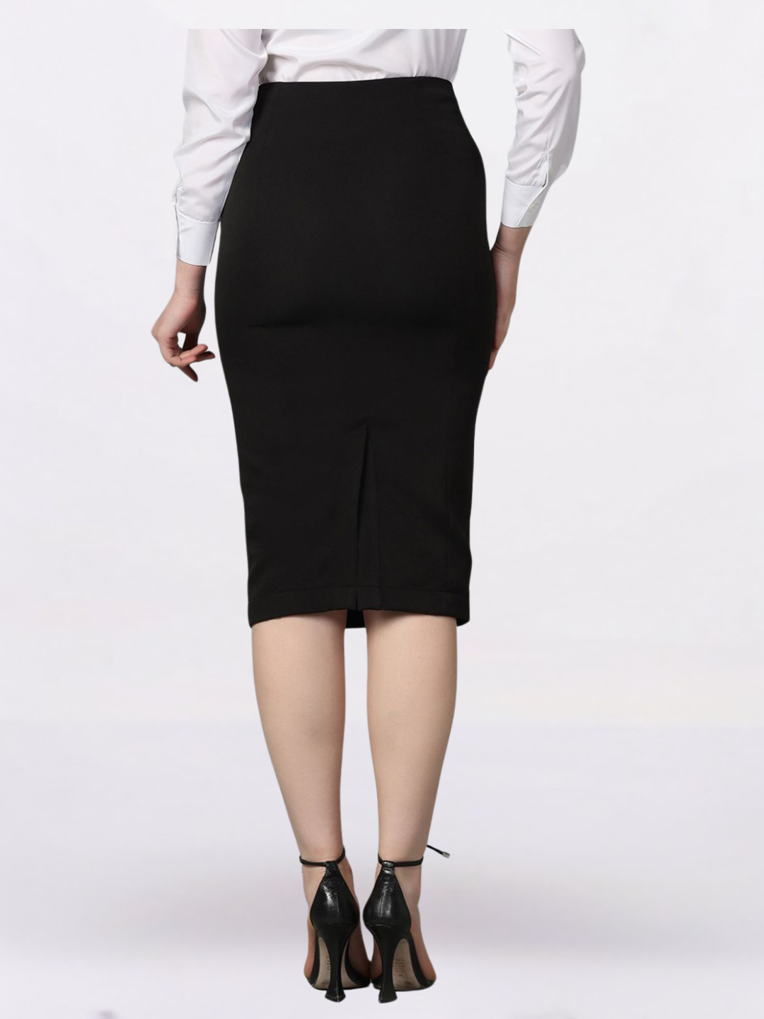 Women Stretch Pencil Skirt- Black