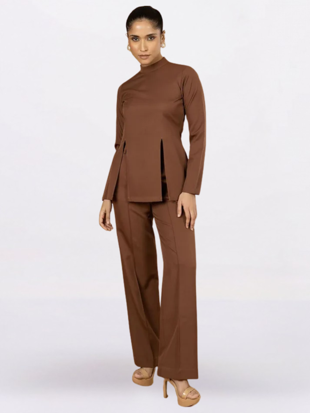 Women Brown Mid-Rise Relaxed Fit Trouser