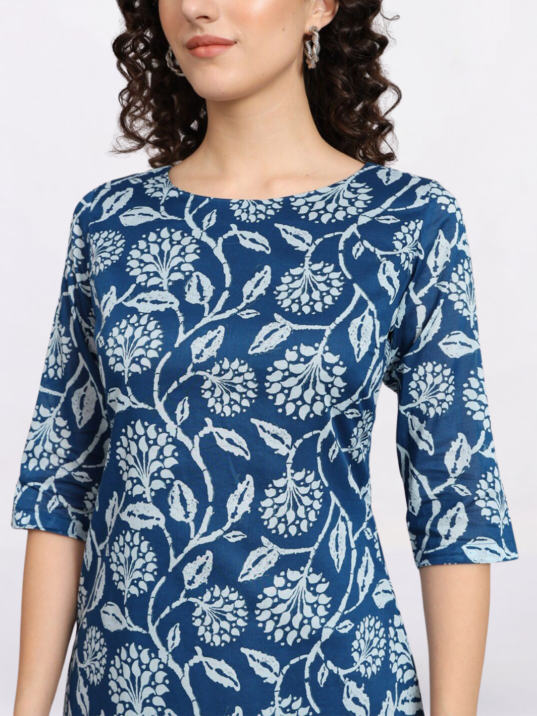 Women Blue Floral Printed A-Line Dress