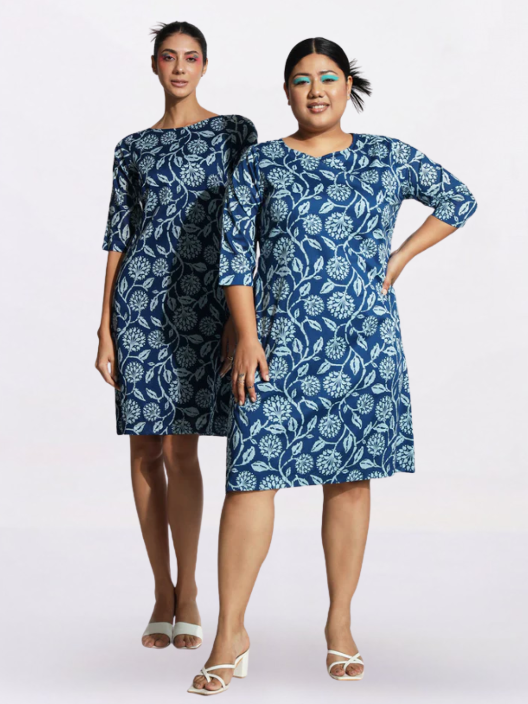 Women Blue Floral Printed A-Line Dress