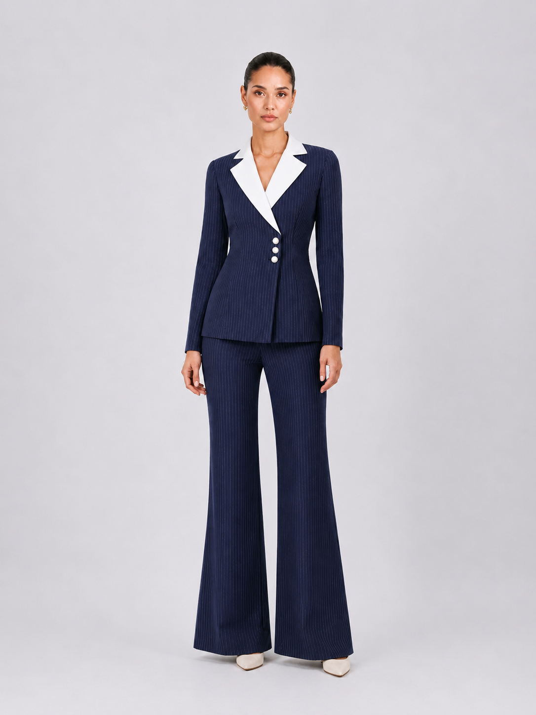 Women Navy Blue Blazer Style Co-Ord Set