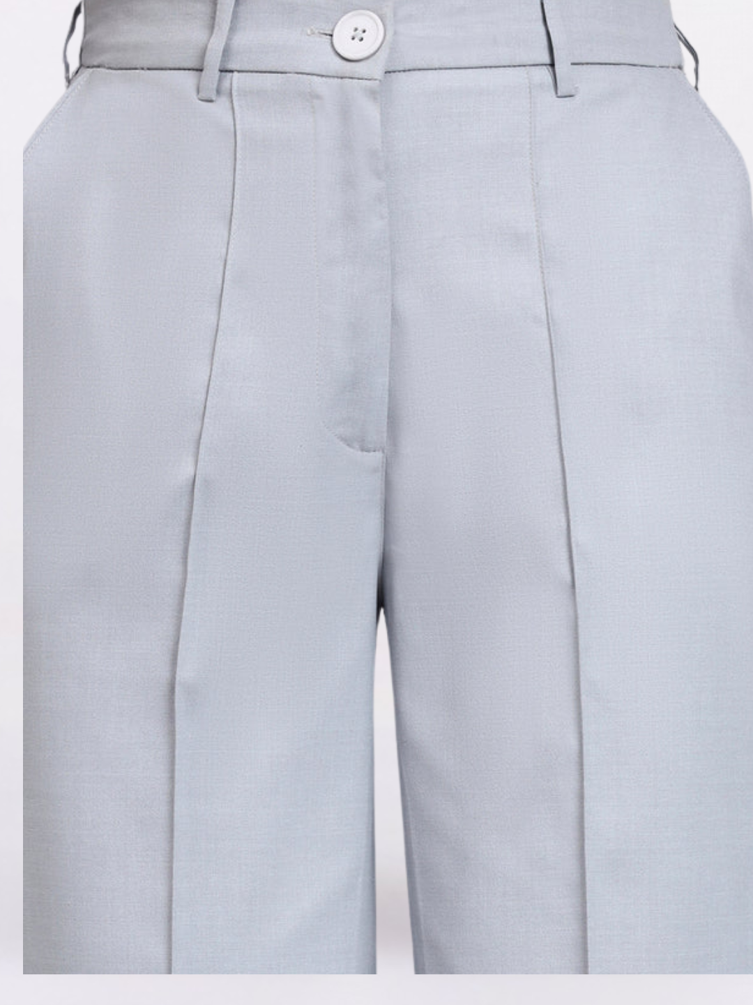 Women Silver Dust Grey Stretch Mid-Rise Trousers