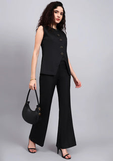 Black Sleek fit Pinstriped Co-Ord Set