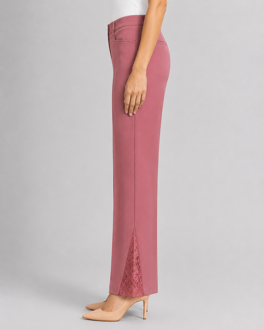 Women Dusty Pink Lace Trouser