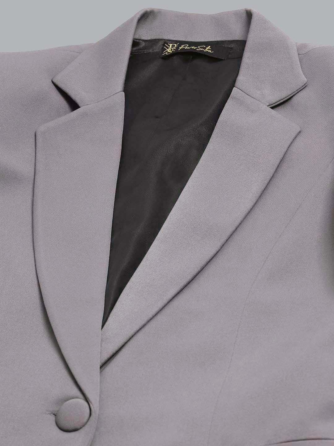 Stretch Notch Collar PantSuit-Grey