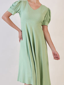 Olive Dotted Fit & Flare Dress