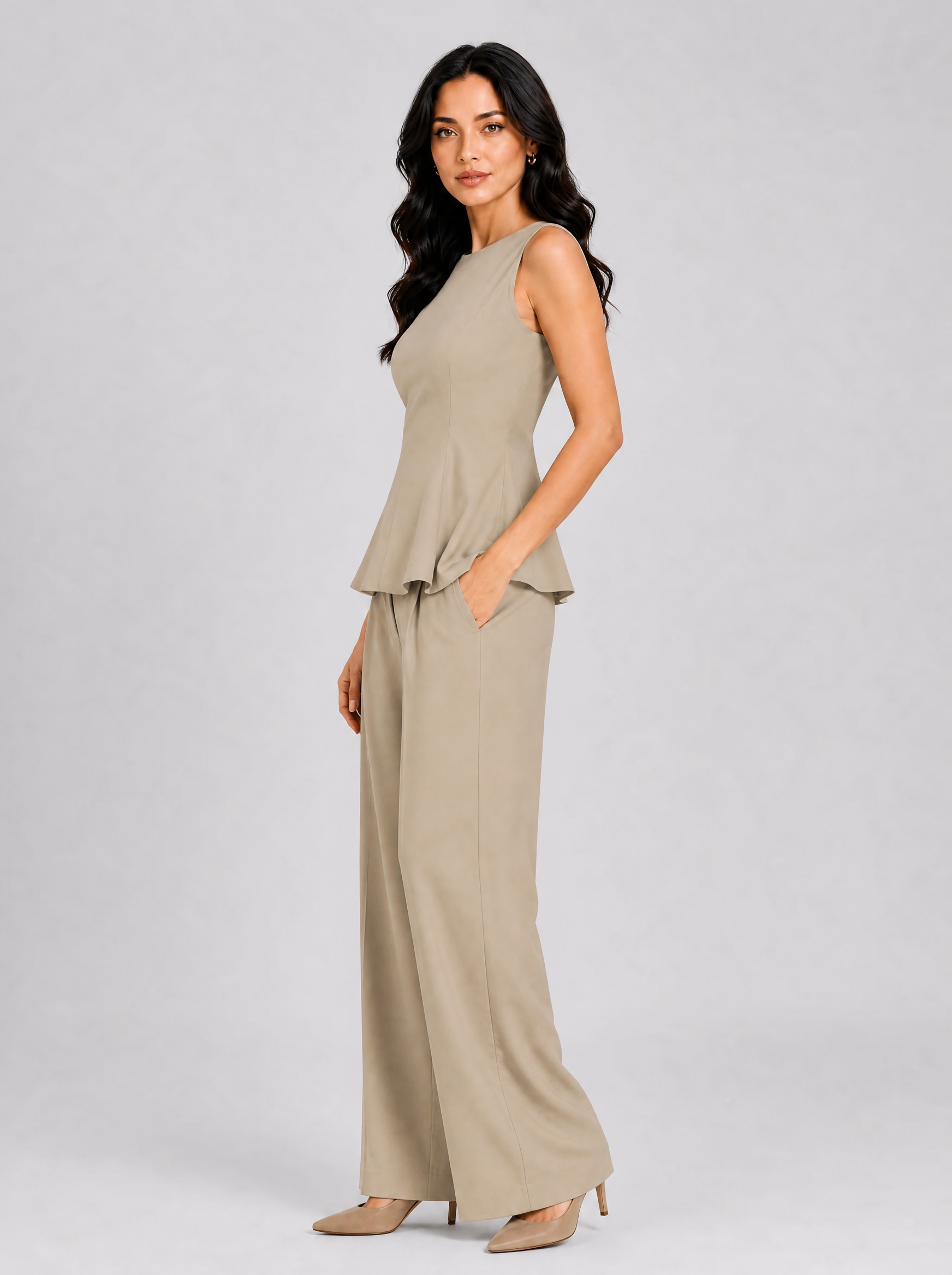 Women Beige Textured Co-ord Set
