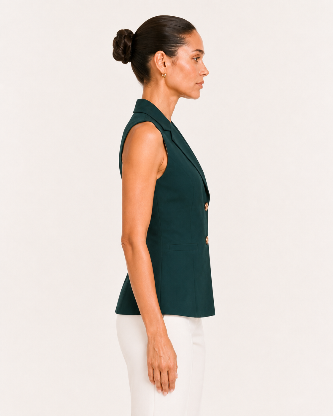 Women Bottle Green Sleeveless Top