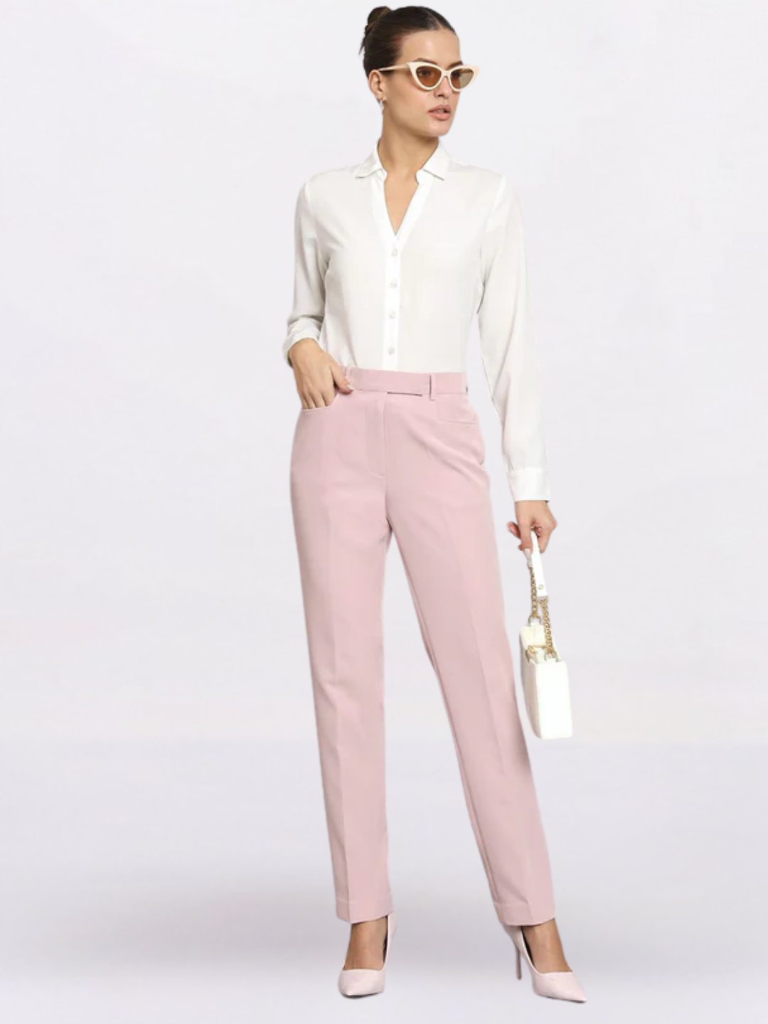 Women Relaxed Regular Fit Mid-Rise Cigarette Trousers