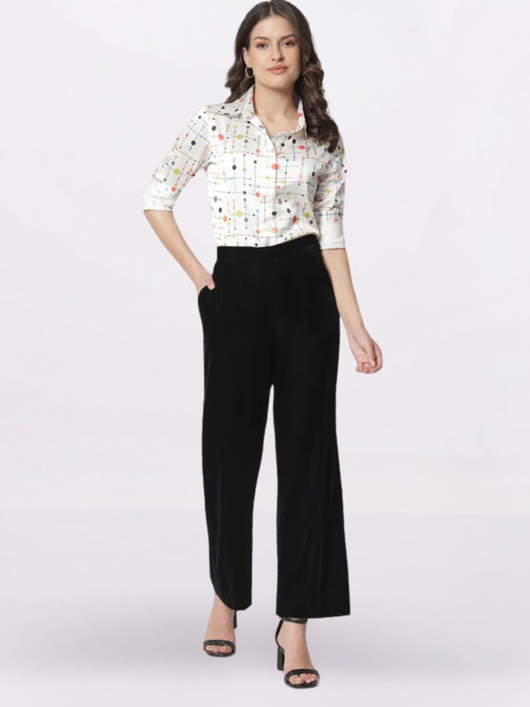 Women Tailored Relaxed Fit Mid Rise Flat Front Parallel Trousers