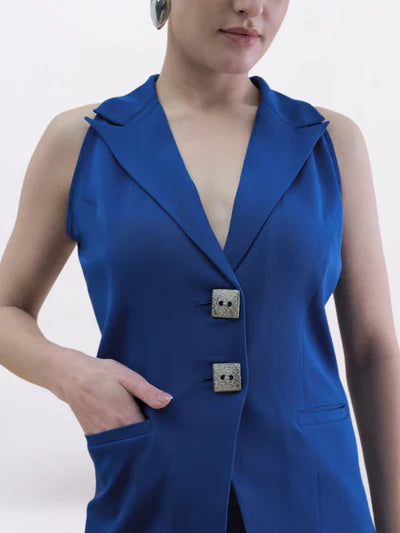 Women Ink Blue Halter Neck Co-Ord set