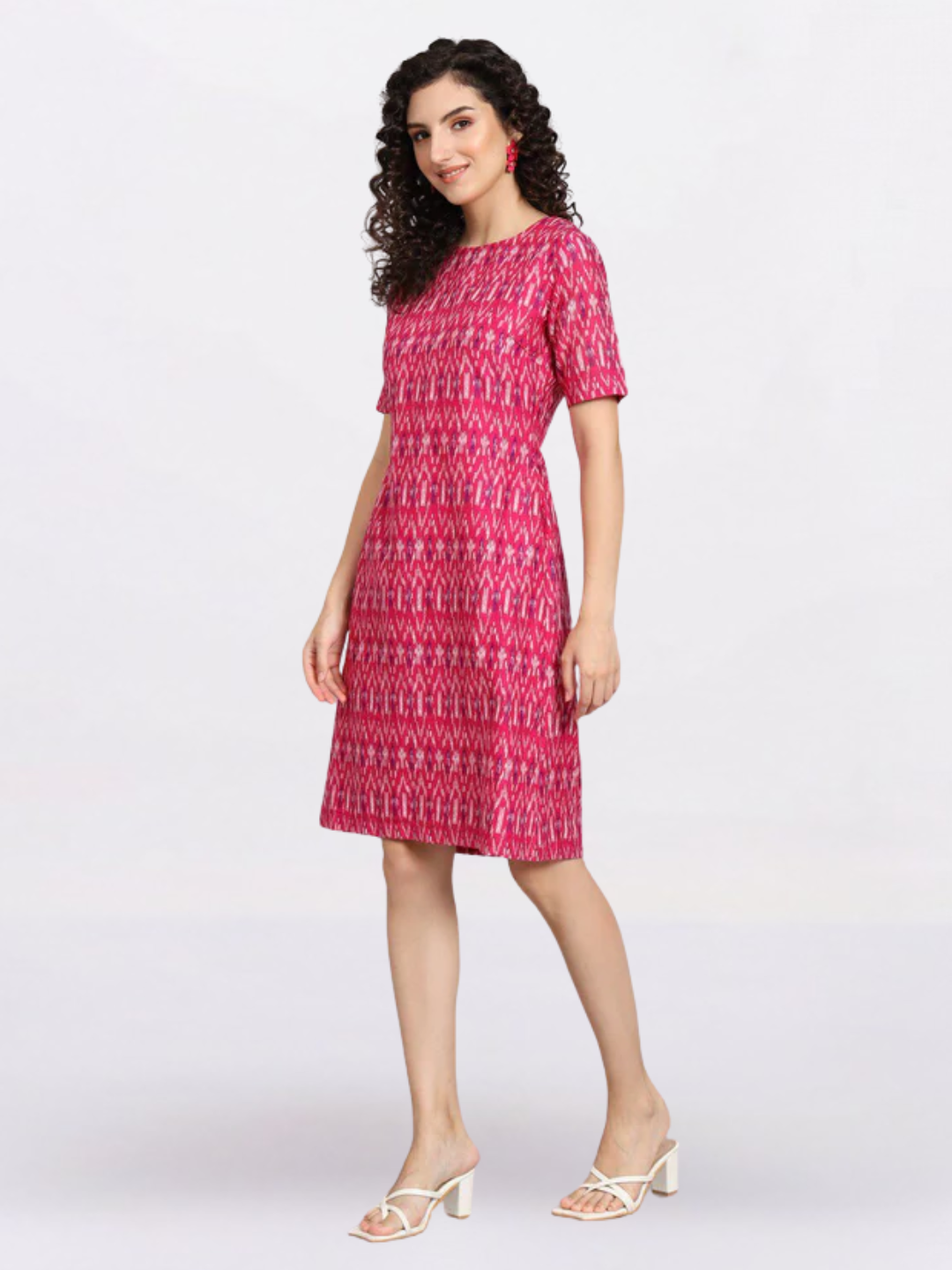 Women Pink Printed A-Line Dress