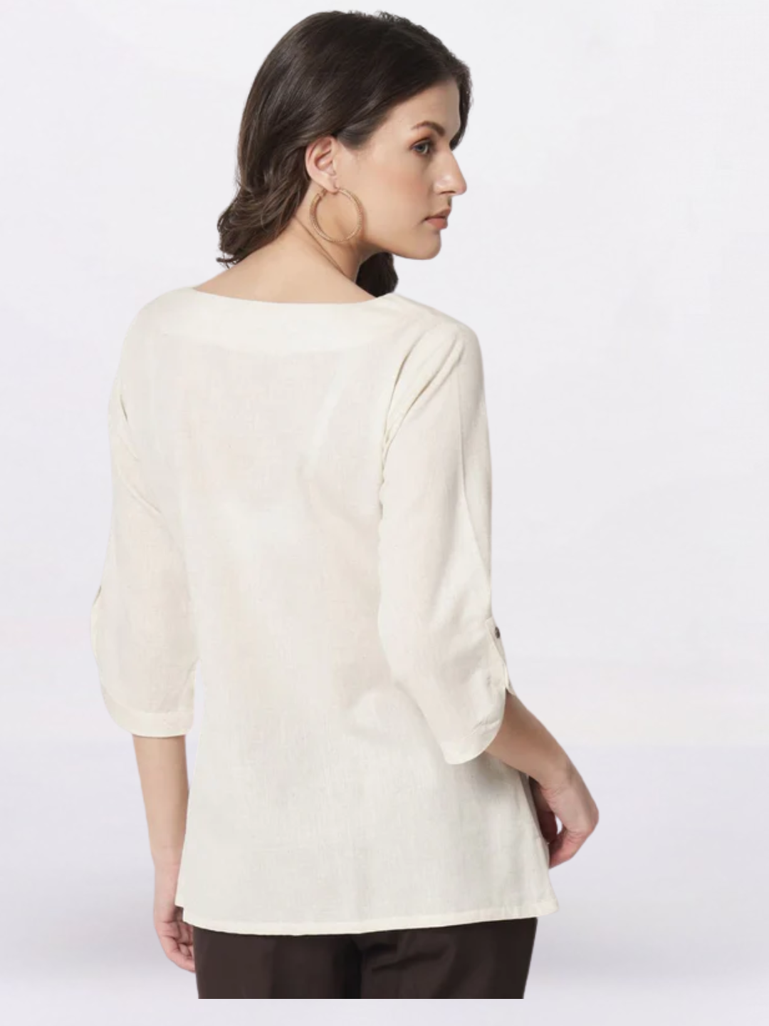 Women Beige Boat Neck Top